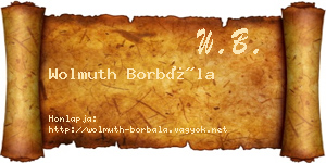 Wolmuth Borbála névjegykártya